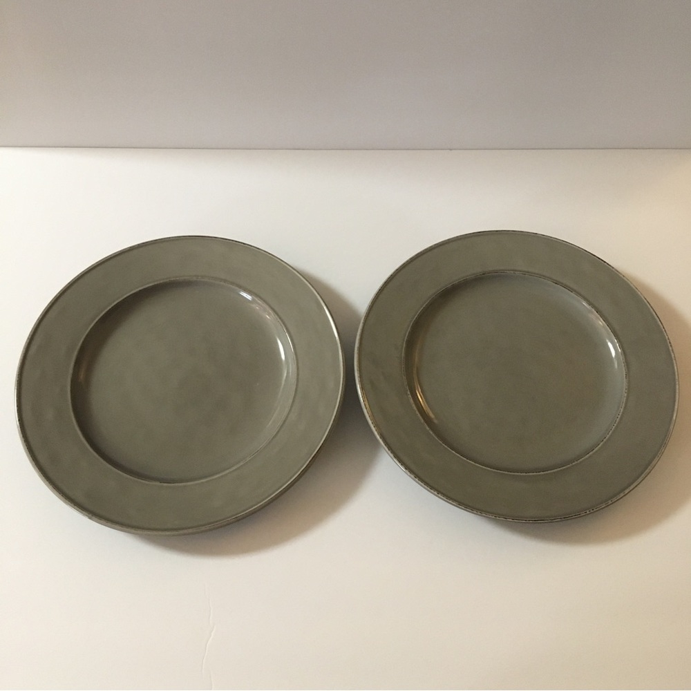 2 Pier 1 Imports Martillo Fog Stoneware Round Dinner Plates